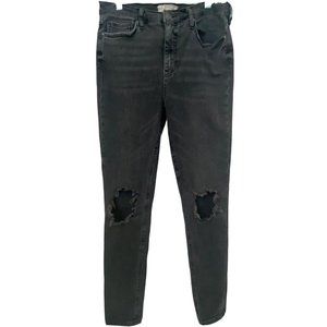 Free People Jeans Womens 30R Revolve High Rise Long Skinny Black Distress